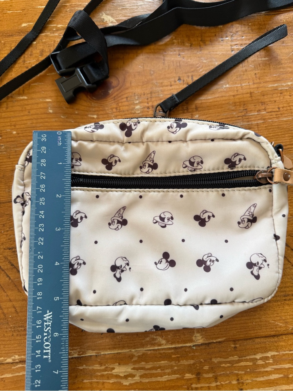 Petunia Pickle Bottom Disney Baby Mickey Mouse Belt Bag Beige 6”H x 8”W x 2”D - Picture 9 of 9